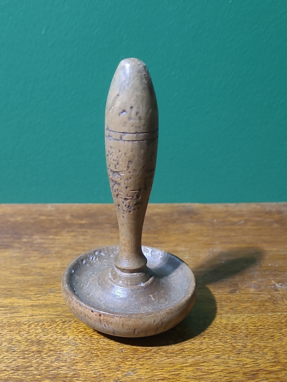 Antique Wooden Sock Darning Egg with Handle - Natural Wood